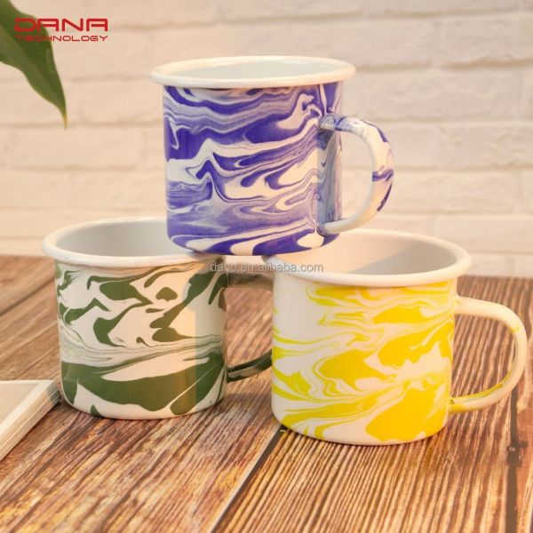 Iron 350ml Enamel Mugs Outdoor Camping Enamel Coffee Mugs Custom Design