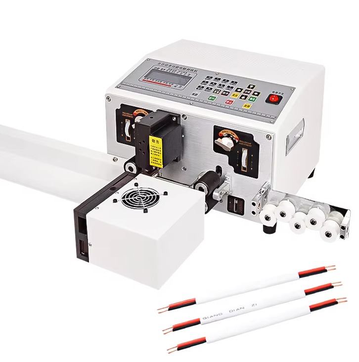 Two Wires Flat Sheathed Cable Jacket Stripping and Inner Cores Stripping Twisting Machine Dual-Head Wire Cut Strip Twist Machine