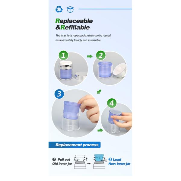 Refillable тело Scrub опарник 50g пурпурное Eco насоса сливк лосьона стороны безвоздушный дружелюбный