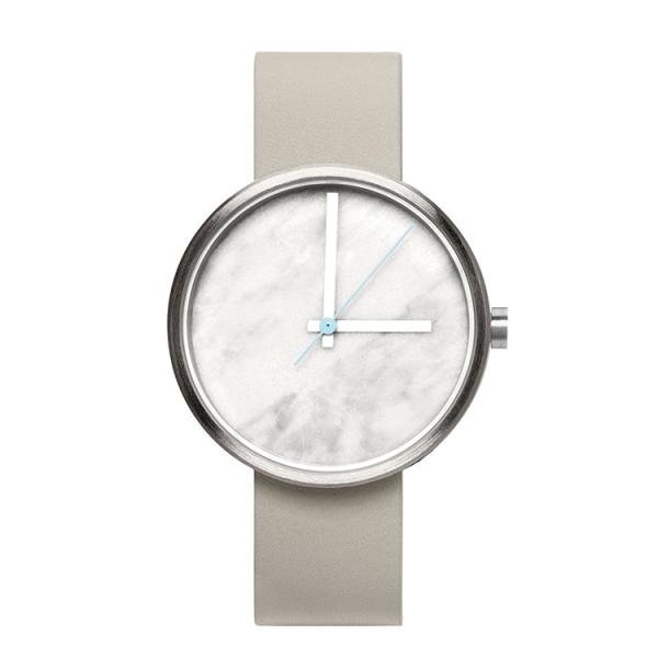 Trendy Mens Silver Marble Face Watch , White / Black Marble Quartz Watch