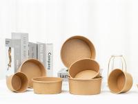 32oz bacias de salada biodegradáveis do PLA Kraft com tampas