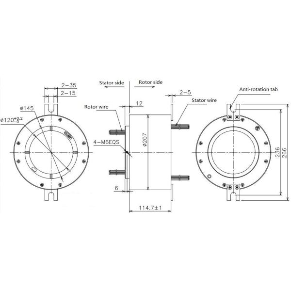 120mm Inner Bore Industrial Slip Ring Aluminum Alloy Stainless Steel Housing