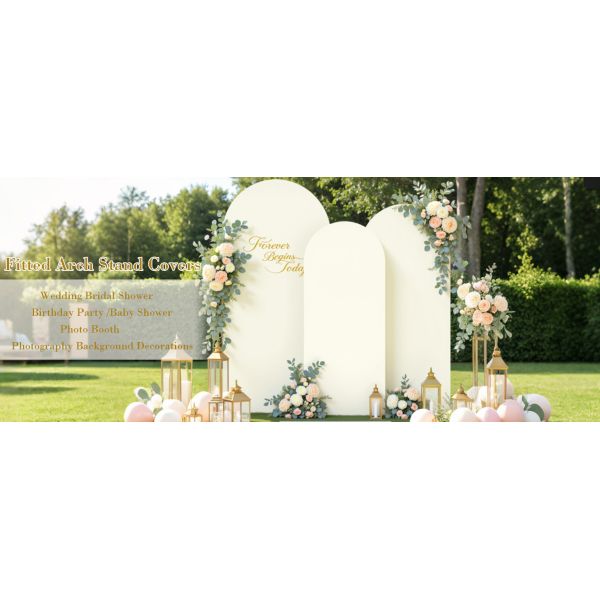 3 Piece Ivory Arch Covers ,Spandex Arch Backdrop Cover for Wedding、 Baby Shower 、Birthday Party 