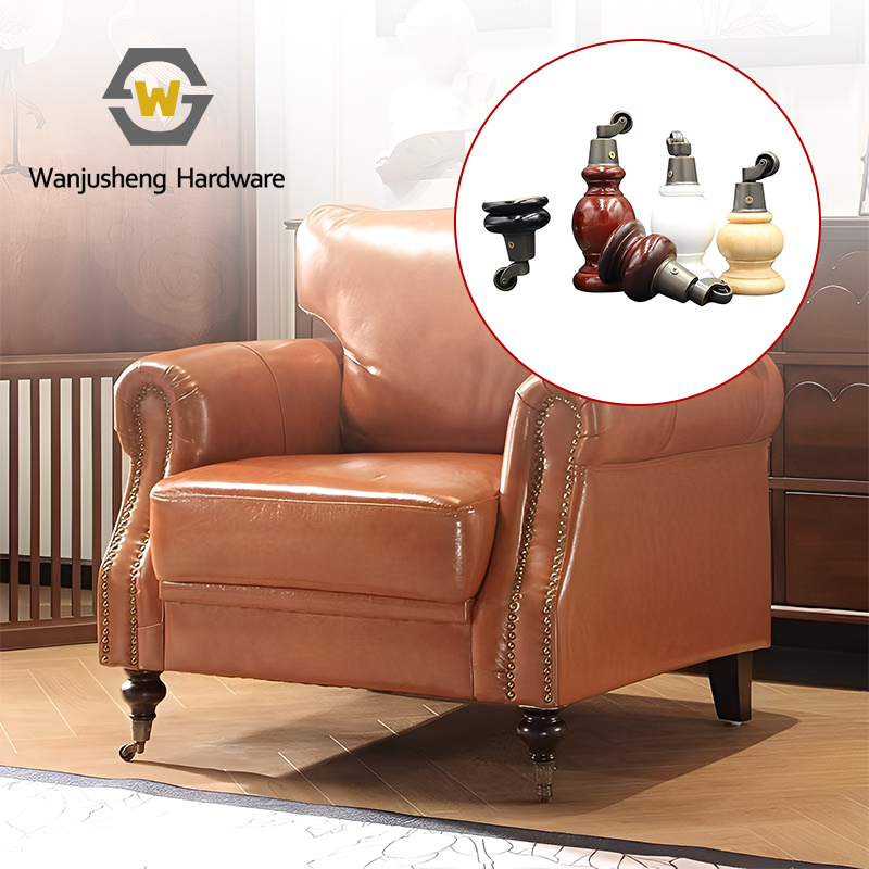 Caster-Equipped Solid Wood Sofa Feet Wooden Cabinet & Coffee Table Furniture Support Feet Wooden Legs TV Stand Feet