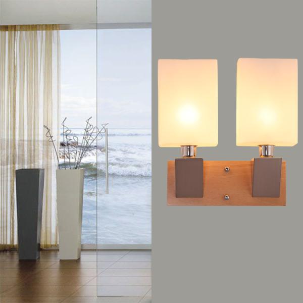 Satin Nickel finish 100-240v Japanese style wood lighting fixture natural wood wall lamp