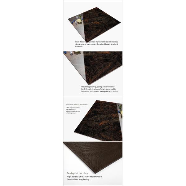 600 X 600mm Polished Porcelain Floor Tiles Black Gold Double Vitrified Tiles