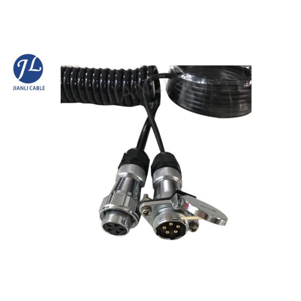 Automotive Coiled Electrical Extension Cord With Heavy Duty 5 Pin Socket