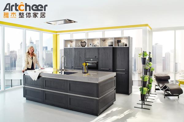 American Style Classical Solid Wood Grey Shaker Kitchen Cabinet in Gray and White Color