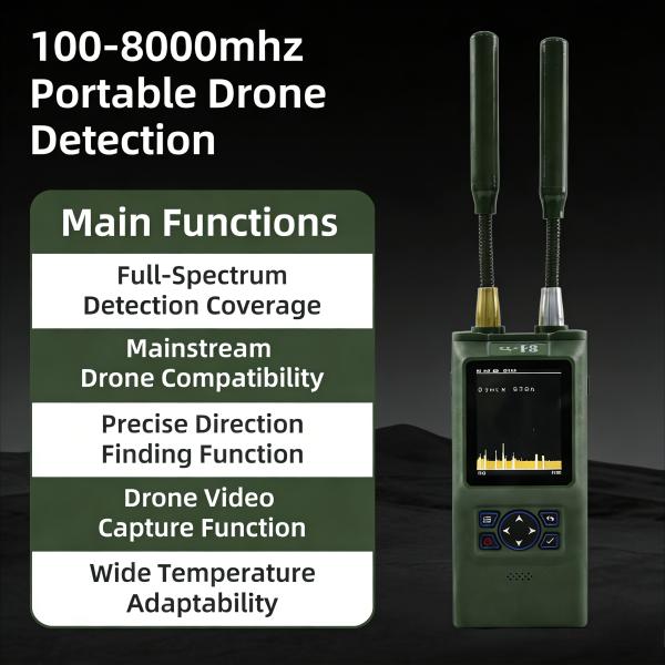 100MHz-8GHz Ultra-Wideband Handheld Drone Detector with Real-Time Video Capture and Precise Direction Finding