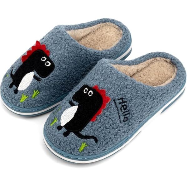 Divertissement DIno en vedette Chaussons pour enfants chaude fausse fourrure pour le confort hivernal