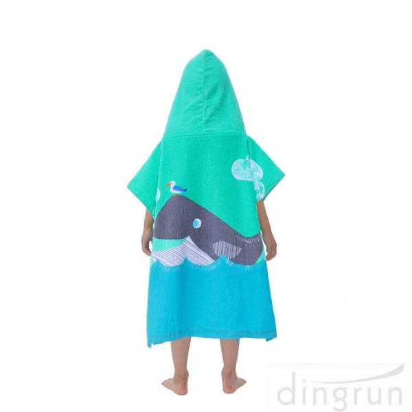 Cute Dolphin Hooded Poncho Beach Towel Reactive Printed For Girls & Boys