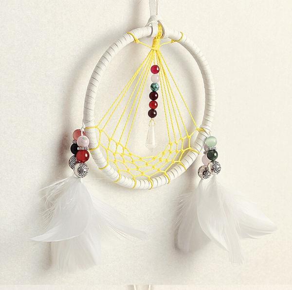 Circular Purple Handmade Dream Catcher Net With Feathers Wall Hanging Decoration Decor Craft Gift Wind Chimes for Home