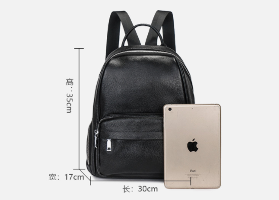 Real Leather Laptop Backpack , Hiking Briefcase Black Backpack Purse For Women