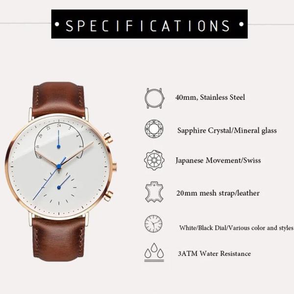 316l Stainless Steel Quartz Wrist Watch , 36mm Wristwatch With Vibrating Alarm