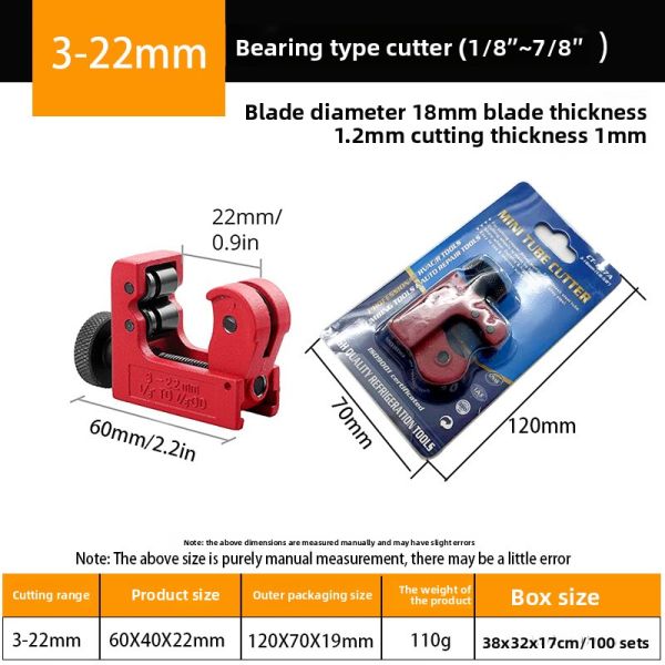 Stainless Steel Bearing-Type Pipe Cutter Cutting Blade Wheel-to-Cutting Action for Metal Copper Plastic Pipes DIY Grade KC001