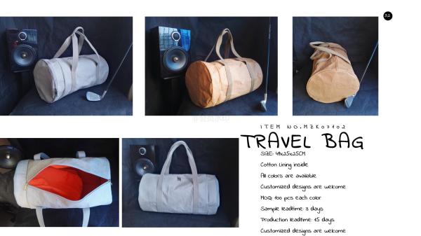 ECO-Friendly washable kraft paper travel bag, gym bag, sports bag