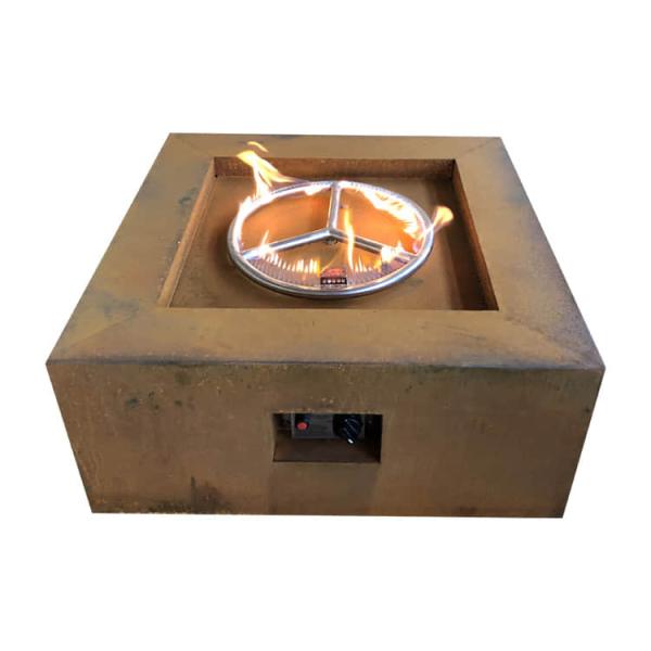 OEM Rustic  Rectangular Garden Gas Fire Pit Natural Gas Outdoor Firepit 0.8m