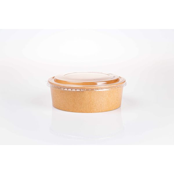 Kraft Paper Round Salad Bowl with PET/PP Lid in 500ml 750ml 1000ml Sizes for Fresh Salads
