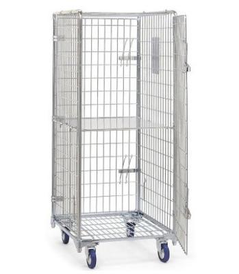 Collapsible Storage Container, Wire Mesh Container, Metal Cage On Wheels