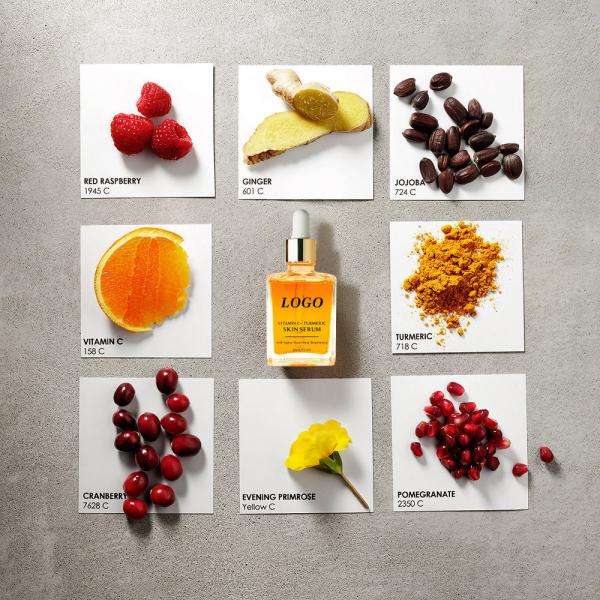 Sérum Visage Revitalisant Organique à la Curcuma et Extrait de Gingembre pour Éclaircir le Visage