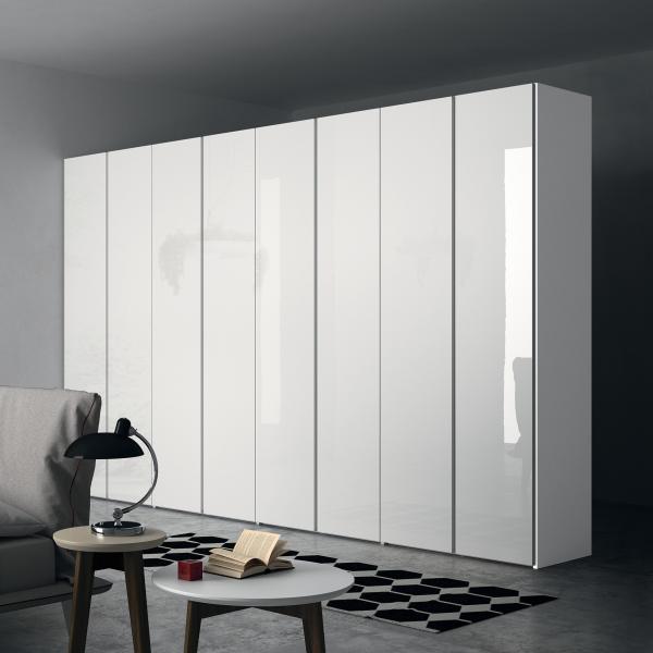 White Lacquer Swing Door Wardrobe Handless Bedroom Wood Wardrobe Cupboard