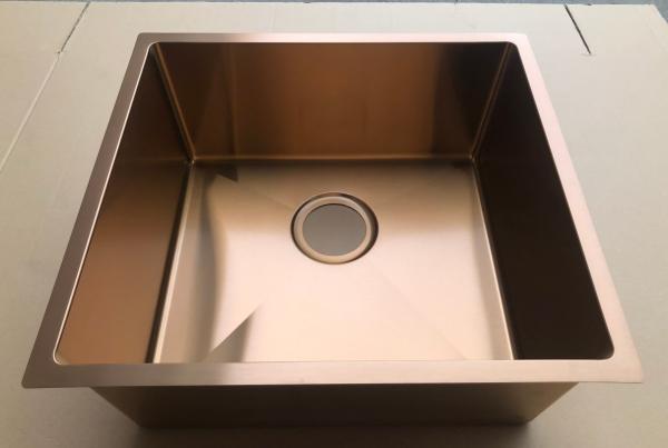 Copper PVD Surface Kitchen Sink Without Tap Holes 5 Years Warranty / Rose Gold Color Kitchen Sink