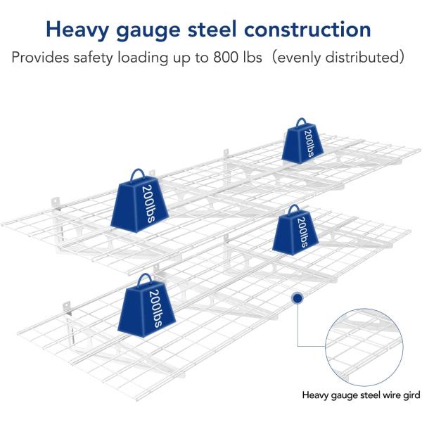 Металлический одноуровневый гараж Хранилище Стенные полки Монтированные тяжелые полки прочные стенные полки Сильный гаражный организатор
