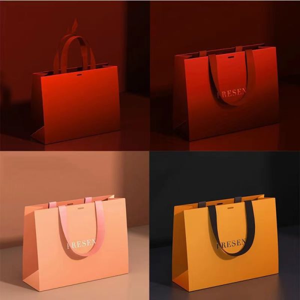 Special Paper Tote Bag High End Gift Packaging Bag Made Of Colored Cardstock Or Pearlescent Paper