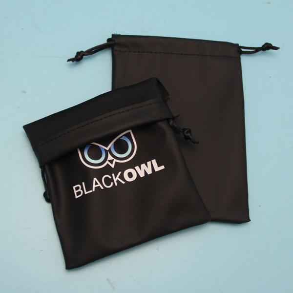 Black PU leather drawstring bags 12x17cm for jewelry package