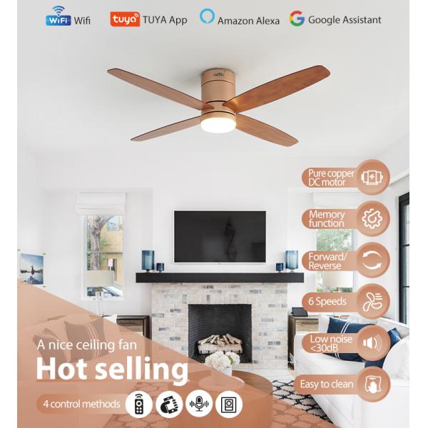 52 polegadas MDF Blades Ventilador de teto para teto baixo Dimmable LED e Dimmer de suporte Sim