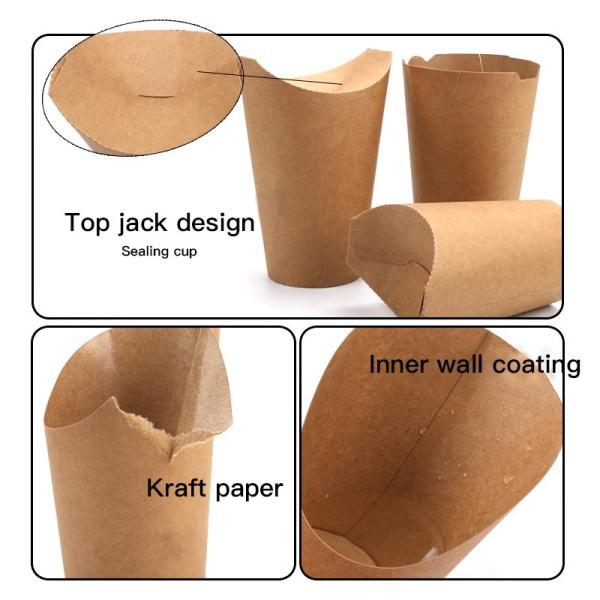 US Charcuterie Cups Kraft with Sticks 12 Oz French Fry Holder Paper Appetizer Cups