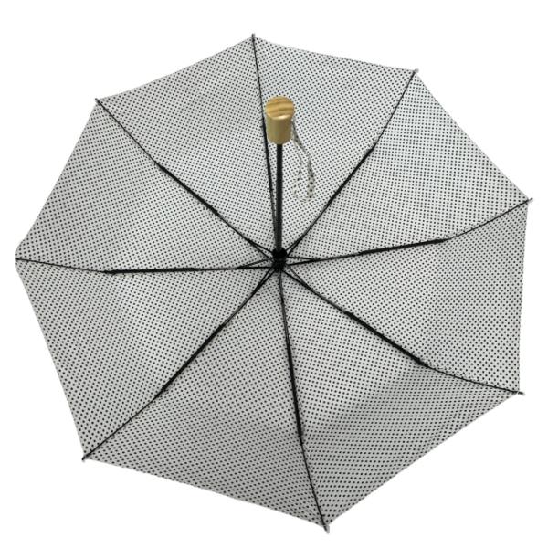 Three-Fold Wavy Umbrella With Wooden Handle Automatic Opening And Closing Windproof