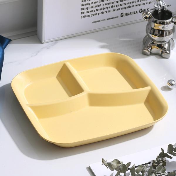 Reutilizável 3 compartimentos Prato de jantar BPA-Free Microondas Lavadora de louça Fios de trigo seguro PP