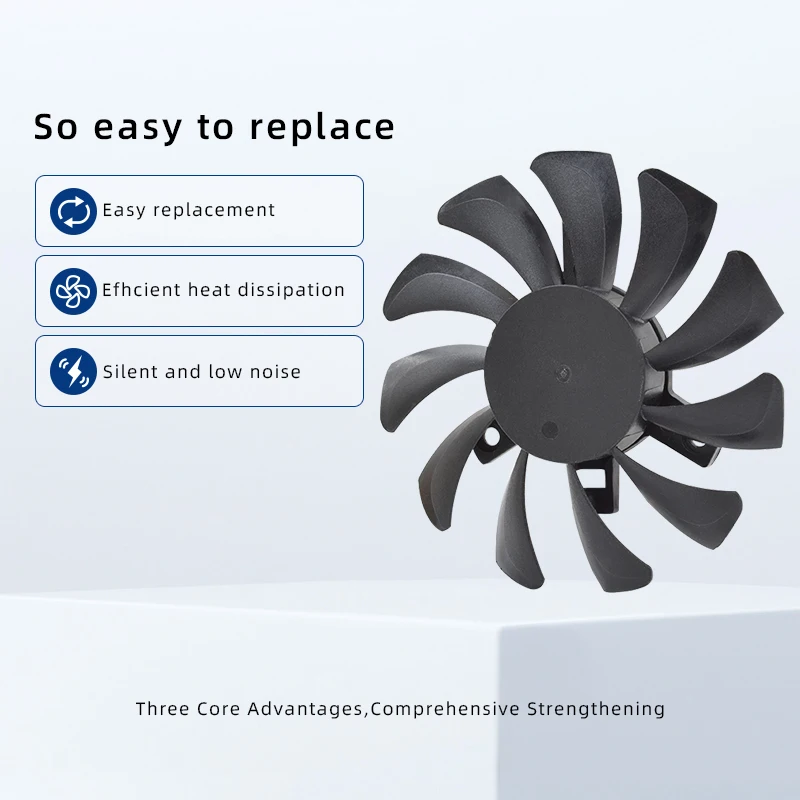 8010 Frameless GPU Cooling Fan Ultra-thin 10 Blades Silent DC12V Replacement Fan for All-in-one CPU Cooler