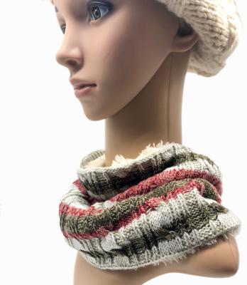Melange Cable Fleece Layer Scarves Ladies Muffler Scarf With Button Decoration