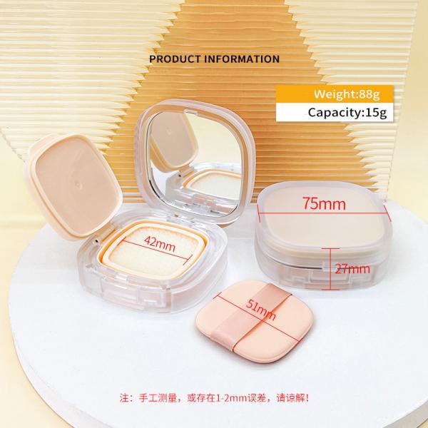 15g Square transparent matte air cushion Cosmetic packaging for Loose powder with Hot stamping and Injection molding