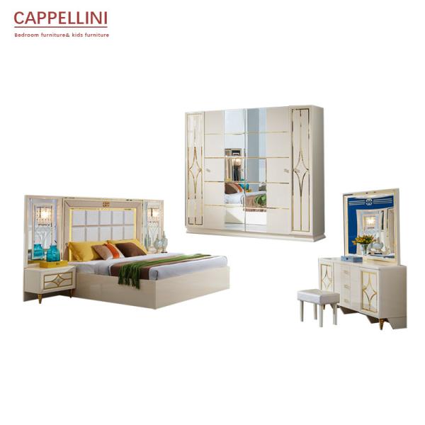 Home Hotel Cabrini White Wood Panel Bedroom Sets OEM ODM