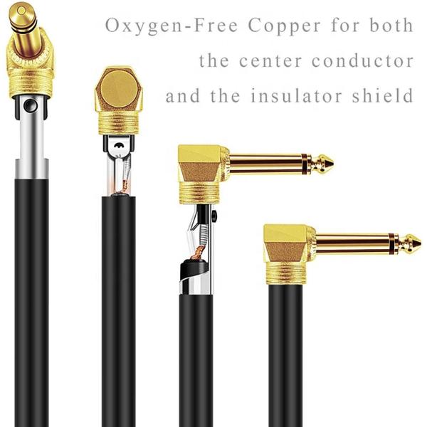 10FT Durable Blue Braided 90 Degree Angled to Straight 1/4 TS Jack Electric Instrument Guitar Patch Cable