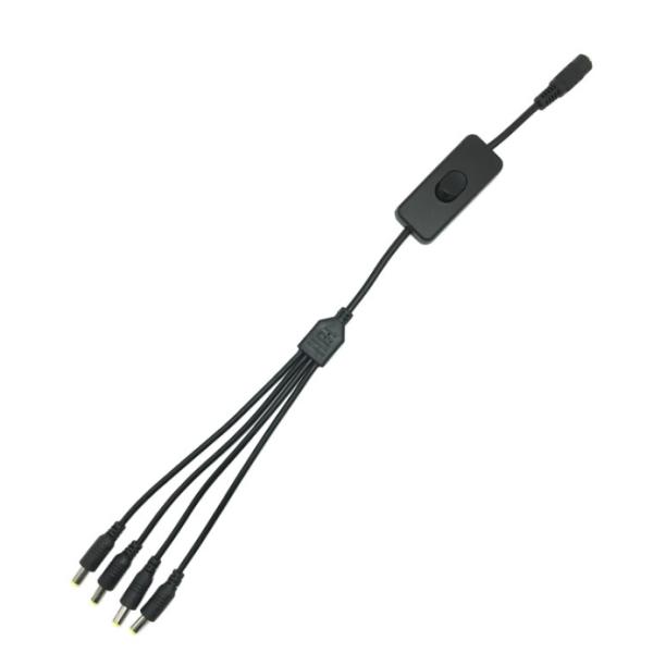 Copper Conductor LOW VOLTAGE 2.1*5.5mm CCTV Security Camera Power Splitter Cable with Switch