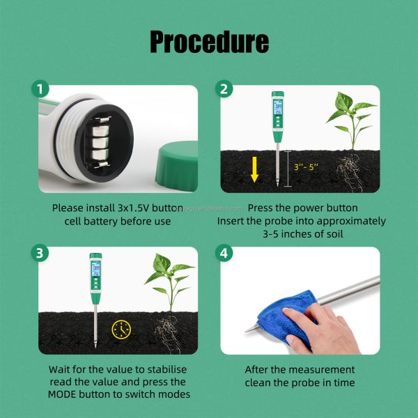 3-in-1 Digital Soil EC Moisture Temperature Meter Plant Soil Salinity Tester for Garden Farm