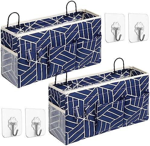 2pcs grande saco de armazenamento pendurado na parede, porta armário linho tecido bolsos organizador, à prova d'água para sala de estar quarto