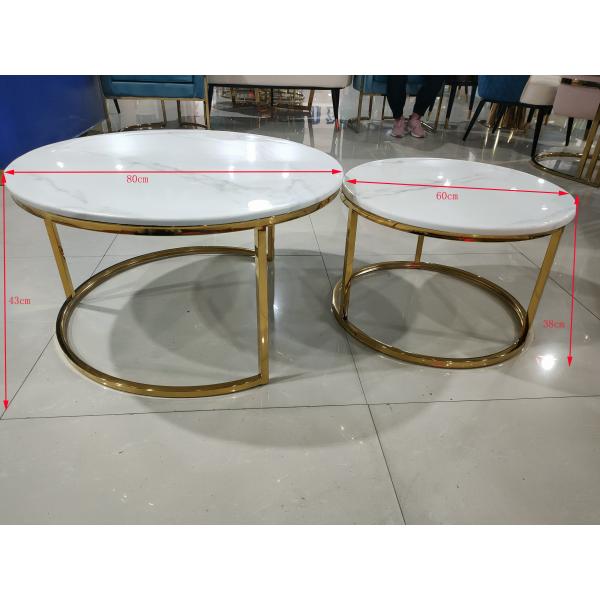 Modern Minimalist 60cm Stainless Steel Marble Coffee Table