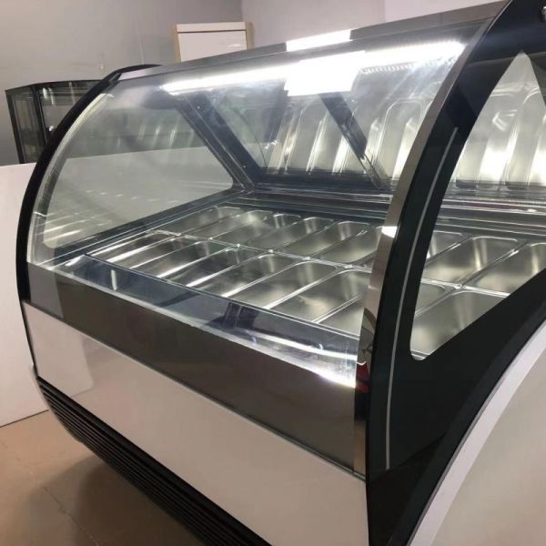 16 Pans Countertop Gelato Freezer Ice Cream Showcase With LED Light