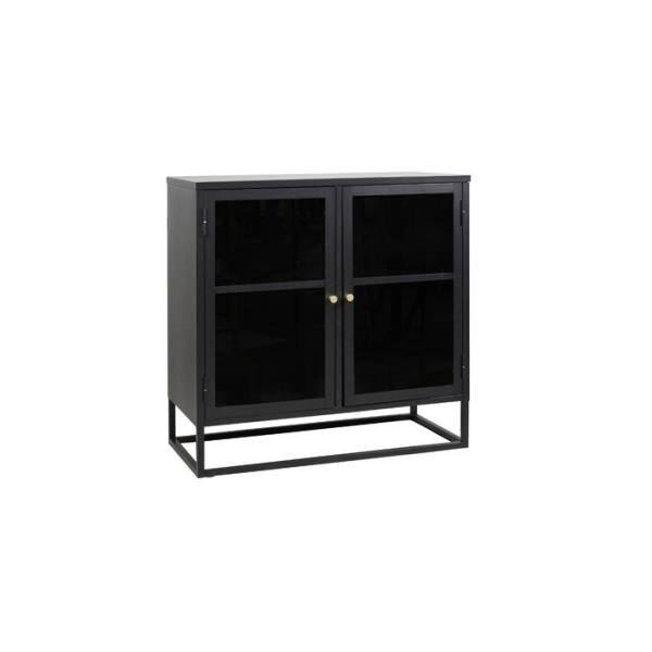 40kg Metal Frame 2 Glass Door Black BSCI Modern Storage Space For Bedroom