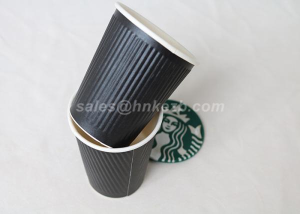 100% Biodegradable PLA Paper Cups / Paper Disposable Cups Black Color