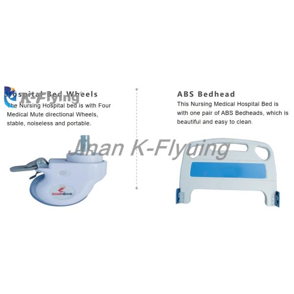 Moving 2 Cranks ABS Bedhead Foldable Hospital Manual Nursing Bed