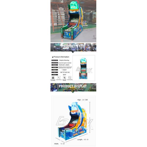 Amusement park kids lovely design Dolphin Bowling shooting ball video machine coin operated