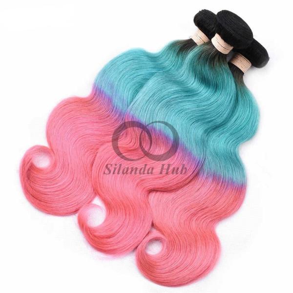 #T1B/Light Blue/Pink Body Wave Remy Human Hair Bundles Sew In Weave Bundles Brazilian Bundle Deals