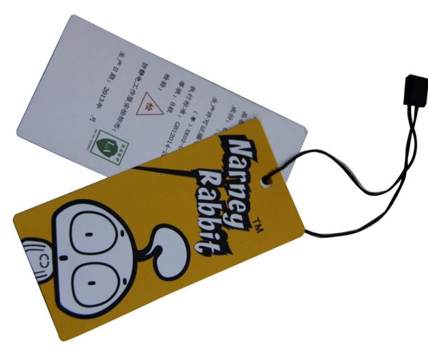 Yellow Cartoon Pattern shining coated Clothing Hang Tags 300gsm Art PaperUSD0.15