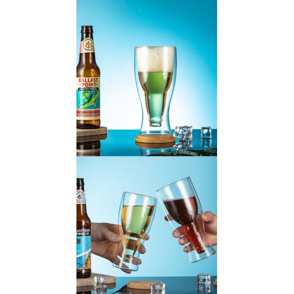 Стекла двойной стены боросиликата выпивая, чашки Понг пива ясности многоразовые